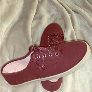Maroon slip ons